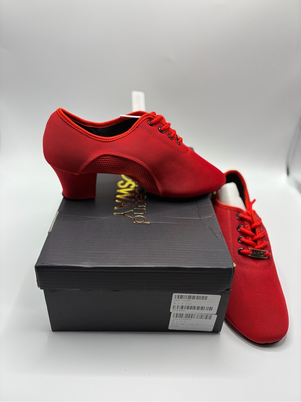 Dance and Sway Red Lace-Up Dance Heels - Women's Comfort Practice Shoe US size 8
